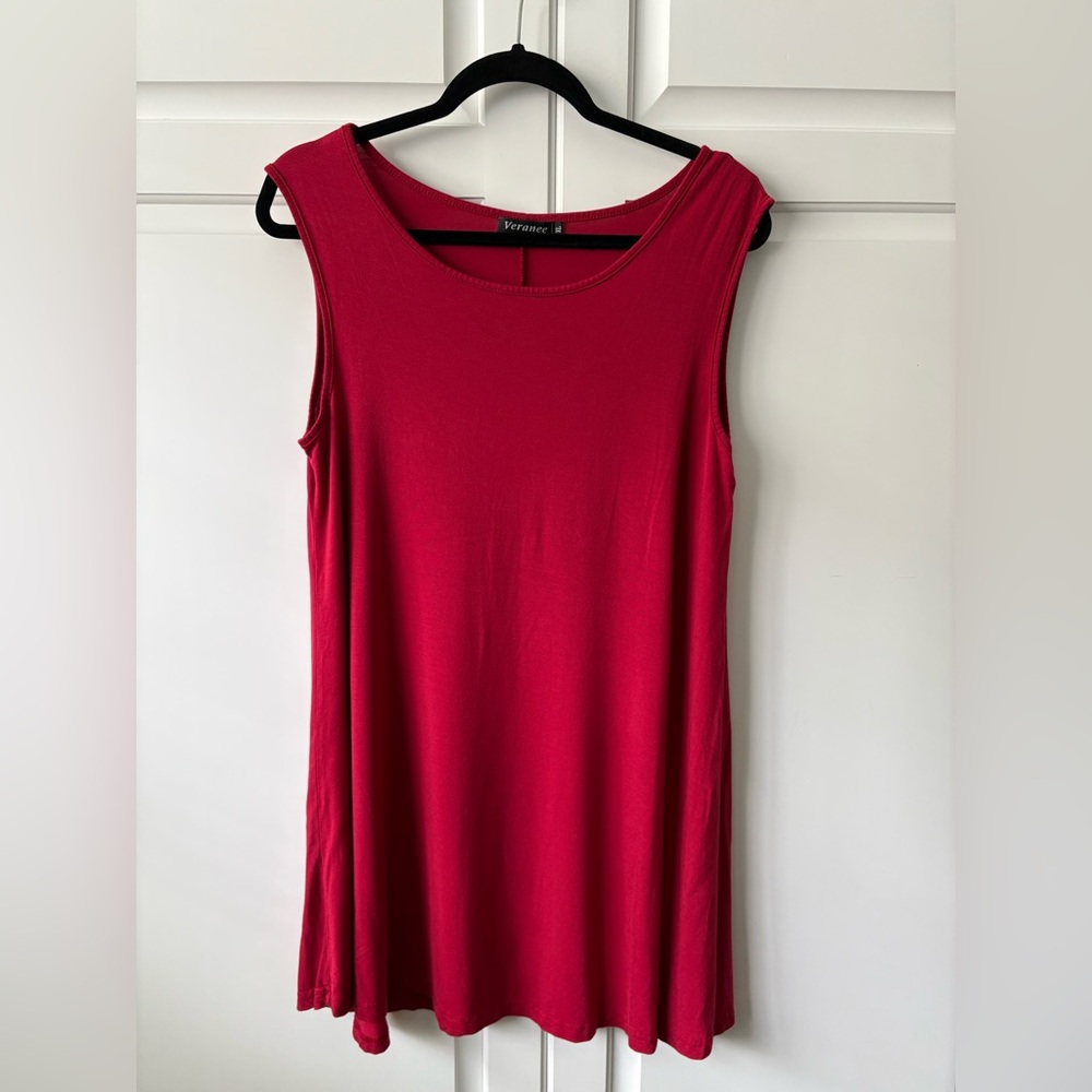 Vibrant Red Tank Top with Sleeveless Design